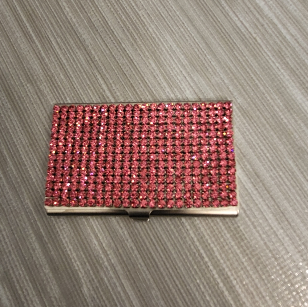 NEW Pink Rhinestone Card Case